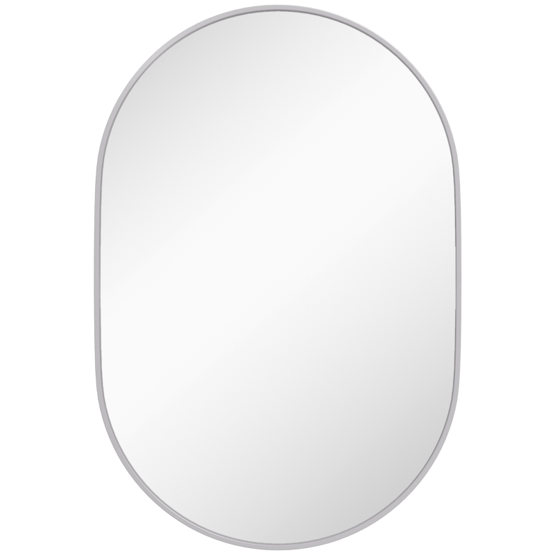 HOMCOM 60cm Round Tempered Glass Bathroom Mirror - Silver Tone
