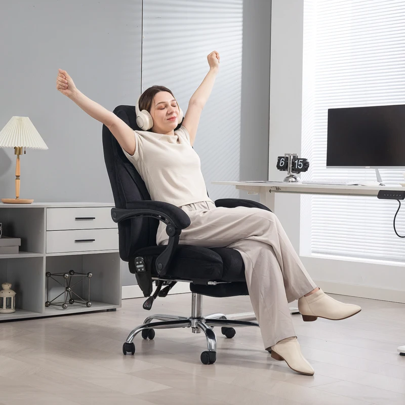 Vinsetto Massage Office Chair, Heated Reclining Computer Chair with Adjustable Height and Footrest, Black