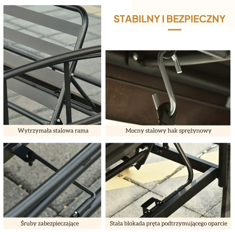 3-osobowa huśtawka z dachem Huśtawka ogrodowa Pawilon ścianki boczne funkcja odchylania