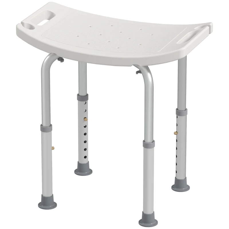 HOMCOM Height Adjustable Bath Stool, Aluminium Shower Stool with Non-Slip Pads for Elderly, Disabled, Seniors, Pregnant, White(m-10)