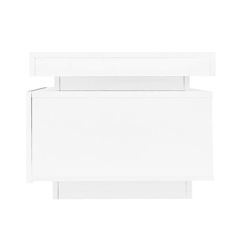 High Gloss LED Coffee Table with Storage Drawer, Display Shelf, Modern Centre Table with Remote-Controlled Lighting, 100L x 50W x 40H cm, White