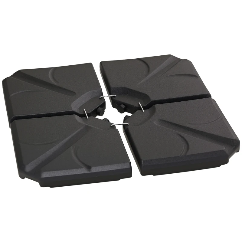 Outsunny Base para Chapéu de Sol de 4 Peças Recarregável com Areia 72 kg ou Água 56 kg para Jardim Pátio ou Terraço Preto