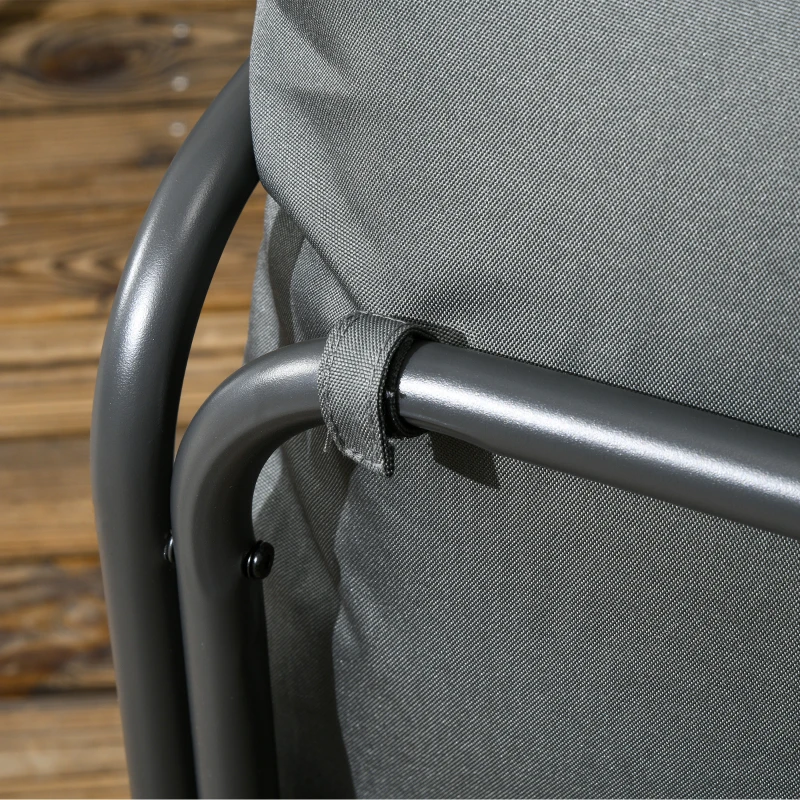 Outsunny Set da Giardino 5 Pezzi in Acciaio con 4 Sedie 58x58x66 cm e Tavolo 80x80x71 cm con Foro Centrale, Grigio