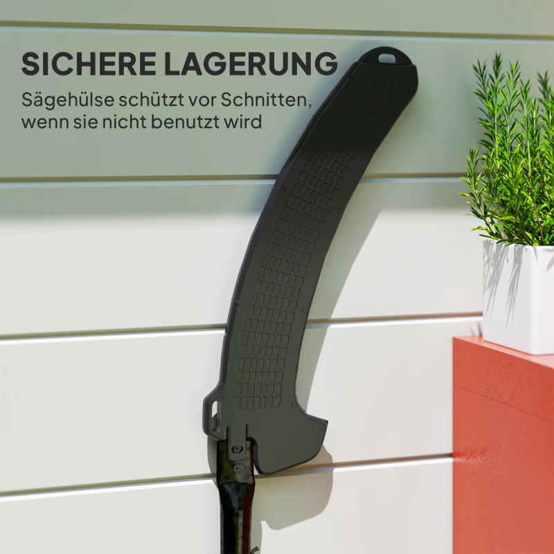 Outsunny Teleskop Astsäge 1,5–2,6m Baumschere mit Feststellvorrichtung, Teleskop-Griff Antihaftbeschichtet Klinge Schwarz