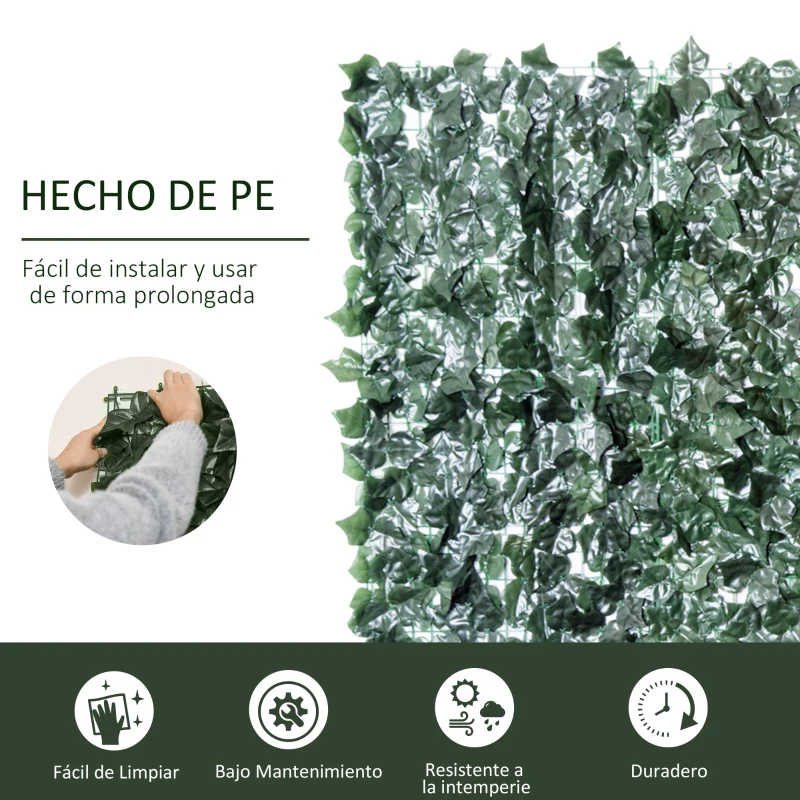 Outsunny Seto Artificial Ocultación Jardín en Rollo 2,4x1 m Valla de Privacidad de Hiedra Artificial para Balcón Exterior