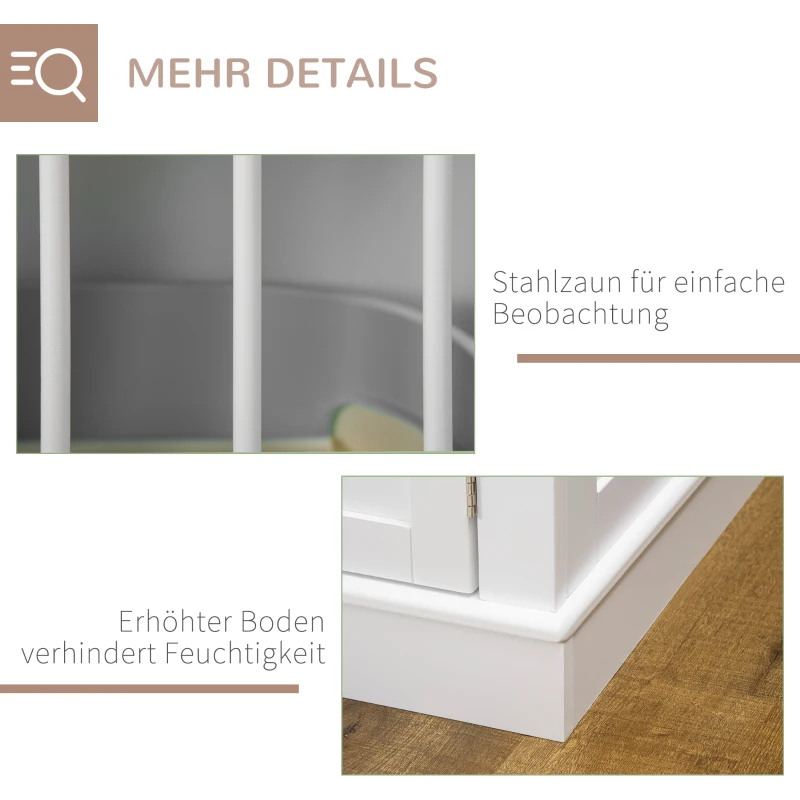 PawHut Hundekäfig, Möbel mit 3 Türen Hundehütte Hundebox für Zuhause 78 x 53 x 59,3 cm, Weiß(m-6)