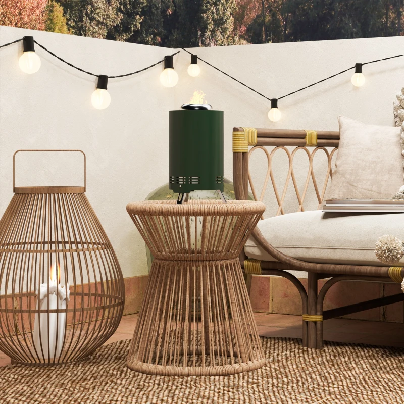 Outsunny Smokeless Fire Pit, 16 x 16 cm Stainless Steel Portable Wood Burning Firepit with Poker, Wood or Pellet Fuelled Tabletop Fire Pit for Garden Camping Bonfire Party, Green