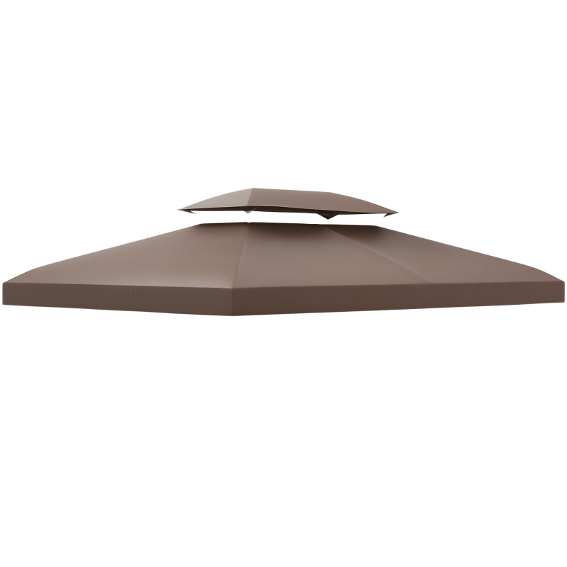 Outsunny 3x4m Gazebo Replacement Roof Canopy 2 Tier Top UV Cover Garden Patio Outdoor Sun Awning Shelters, Brown  (TOP COVER ONLY)