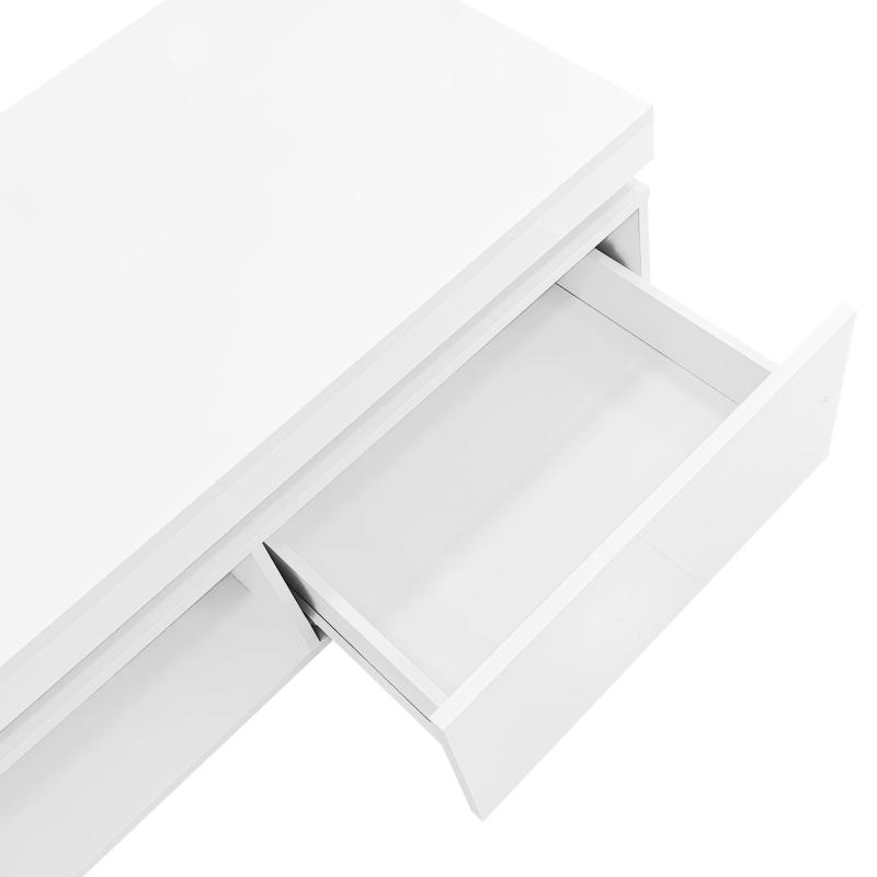 High Gloss LED Coffee Table with Storage Drawer, Display Shelf, Modern Centre Table with Remote-Controlled Lighting, 100L x 50W x 40H cm, White