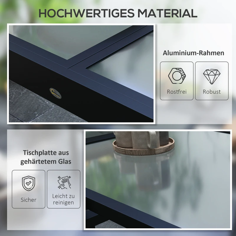 Outsunny Gartentisch ausziehbar Outdoortisch Erweiterbarer Buffettisch, wetterbeständig, 160 cm × 80 cm × 75 cm, Schwarz