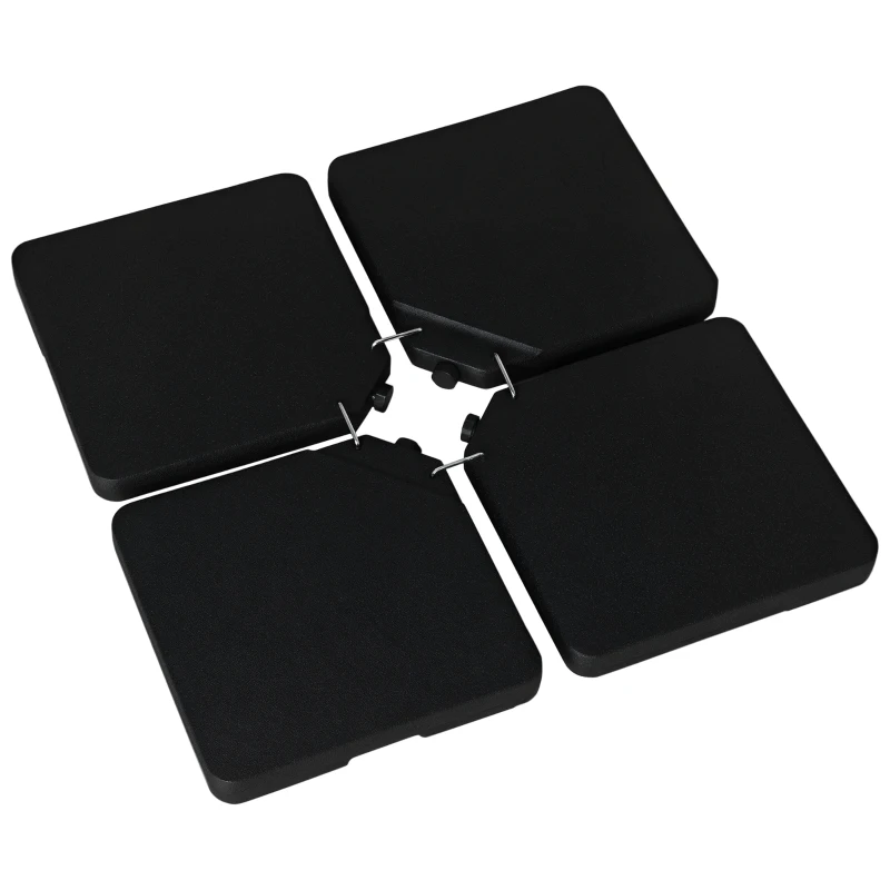Outsunny Conjunto de Pesos para Base de Chapéu de Sol de 4 Peças Quadrado Preenchível 60 kg de Água 70 kg de Areia ou 80 kg Mixto Preto