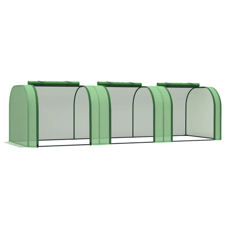 Outsunny Estufa 295x100x80 cm para Jardim Varanda Estufa Pequena para Cultivo de Plantas com 3 Janelas Estrutura de Aço e PVC Verde