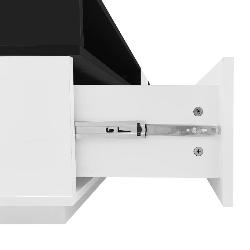 TV Unit with Storage, Waterproof and Scratch- resistant Surface, Up 70in TV Size - White+Black