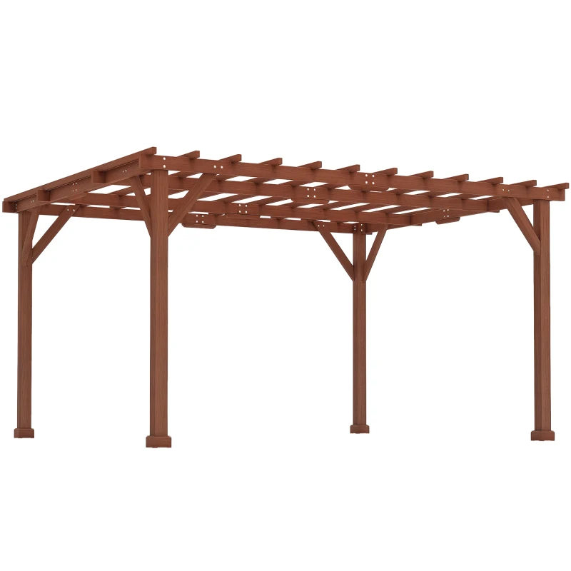Outsunny Tonnelle de jardin stable pour plantes grimpantes, pergola en bois, 3,3 x 3,8 m, treillis pour vignes et fleurs