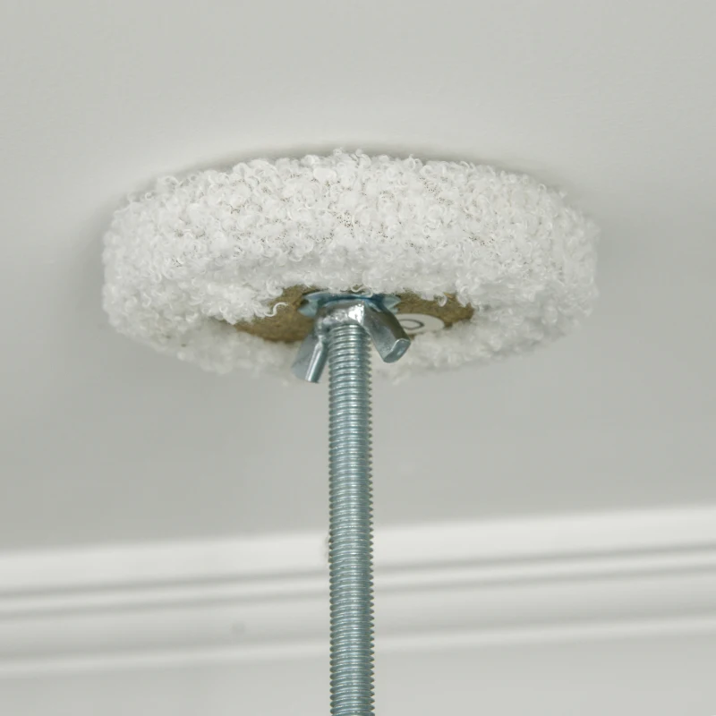 PawHut Albero Tiragraffi per Gatti a Soffitto con Palo Regolabile da 225-255 cm, Pallina e Piattaforme, Bianco