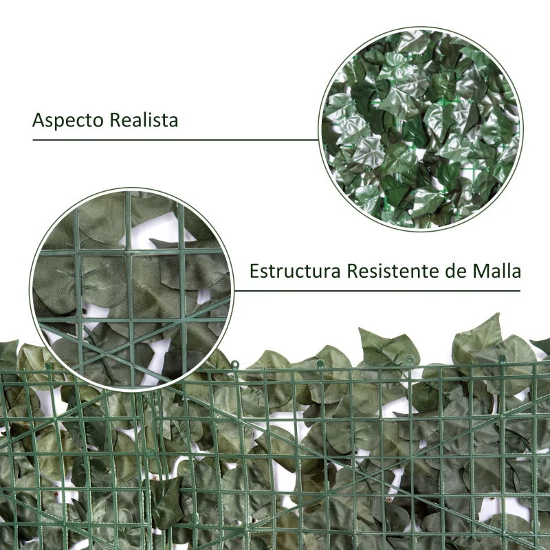 Outsunny Seto Artificial Ocultación Jardín en Rollo 2,4x1 m Valla de Privacidad de Hiedra Artificial para Balcón Exterior