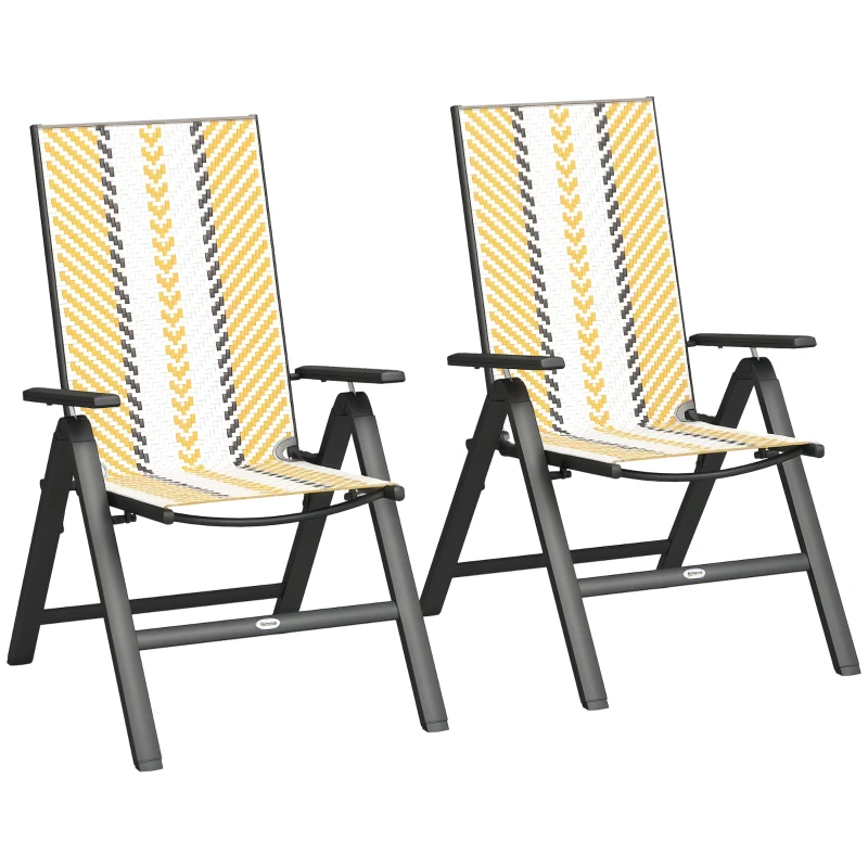 Outsunny Set of Two Rattan Reclining Garden Chairs - Multicolour