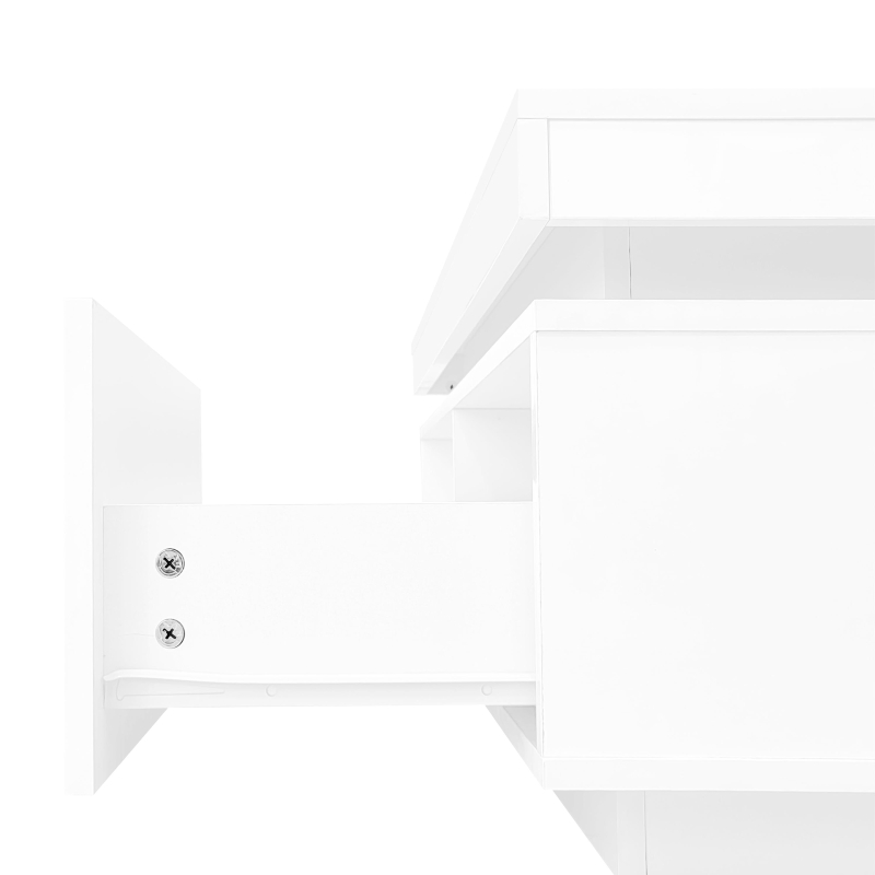 High Gloss LED Coffee Table with Storage Drawer, Display Shelf, Modern Centre Table with Remote-Controlled Lighting, 100L x 50W x 40H cm, White