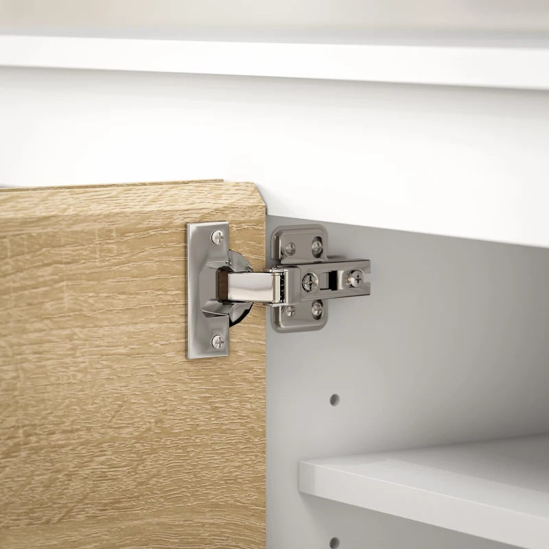 HOMCOM Set de 2 Piese pentru Televizor cu Dulap de Perete, Unitate de Divertisment Independenta pentru Televizoare de 70 de inci, cu Rafturi Reglabile si Gauri pentru Cabluri, Natur