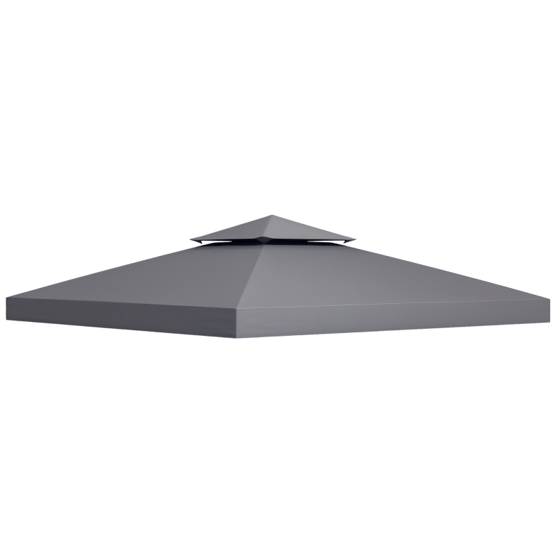 Outsunny 3(m) Gazebo Top Cover Double Tier Canopy Replacement Pavilion Roof Deep Grey