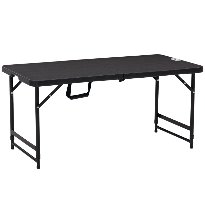 Table De Jardin Pliable Rectangulaire - Pour 4 Personnes - Plateau HDPE Et Cadre Acier - Gris