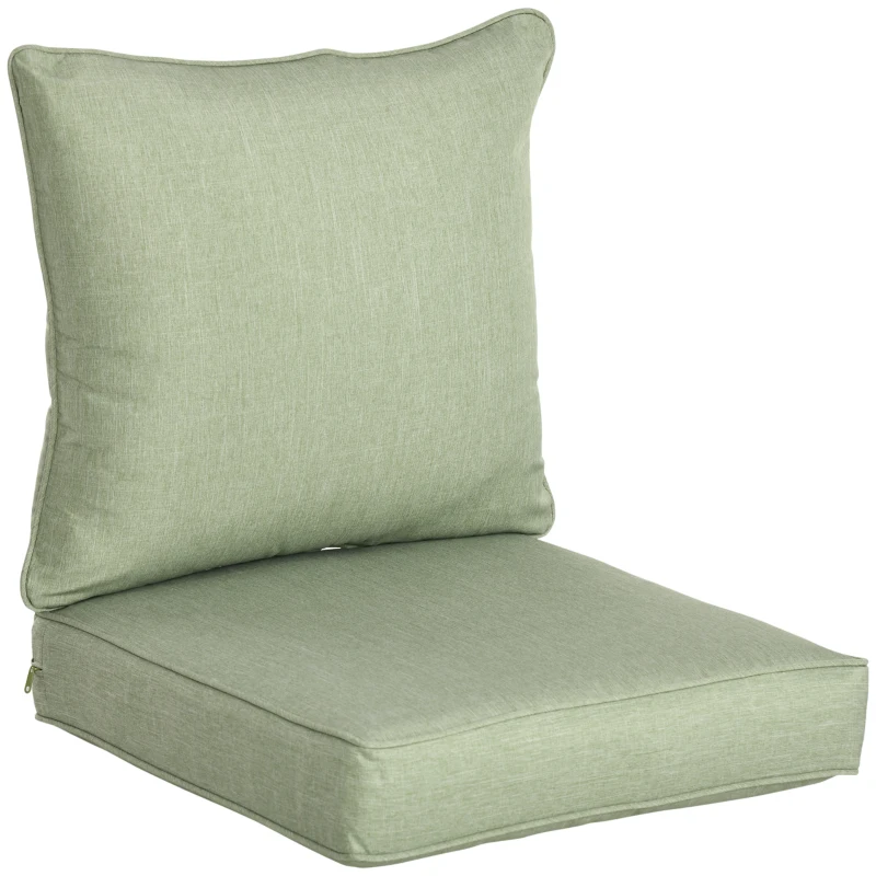 Outsunny Lot de 2 coussins matelas assise dossier pour chaise de jardin chaise longue intérieur et extérieur polyester vert