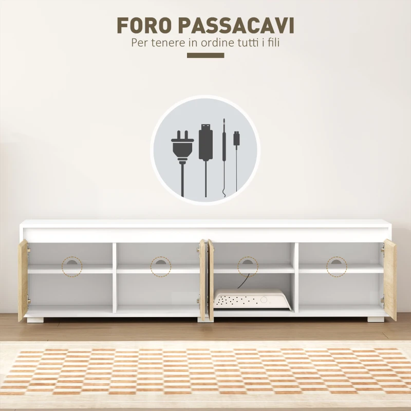 HOMCOM Set 2 Pezzi in Truciolato, Mobile TV max 70" 160x39x43 cm e Mobile Multiuso a Parete 80x35x40 cm