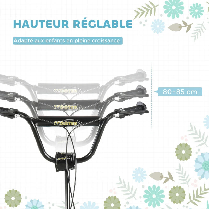 HOMCOM Trottinette pour enfants 5 à 12 ans 2 roues, patinette enfant avec hauteur réglable 120 x 58 x 85-95 cm bleu(m-4)