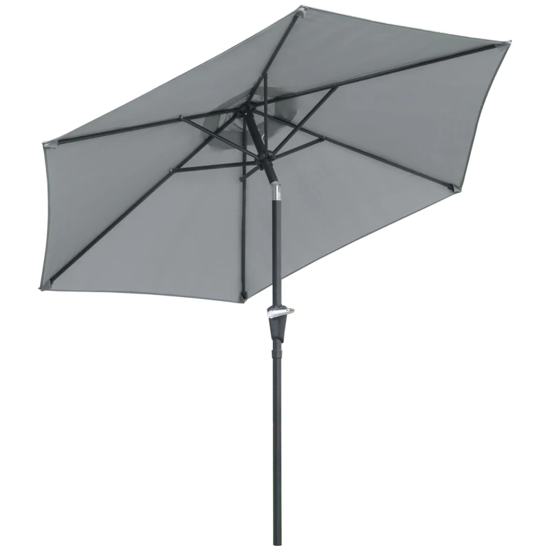 Outsunny Parasol de jardin Parasol droit hexagonal inclinable Ø 2,3 x 2,16H m métal polyester haute densité gris