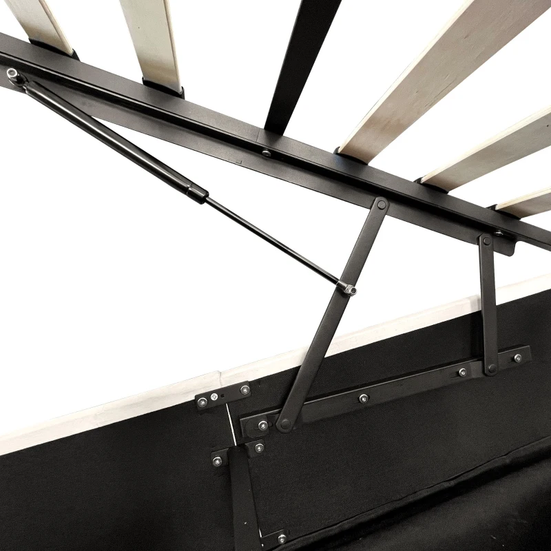 Velvet Double Bed with Hydraulic Storage, Adjustable Button Tufted Headboard, Upholstered Storage Bed Frame, 195L x 145W x 116H cm, Beige