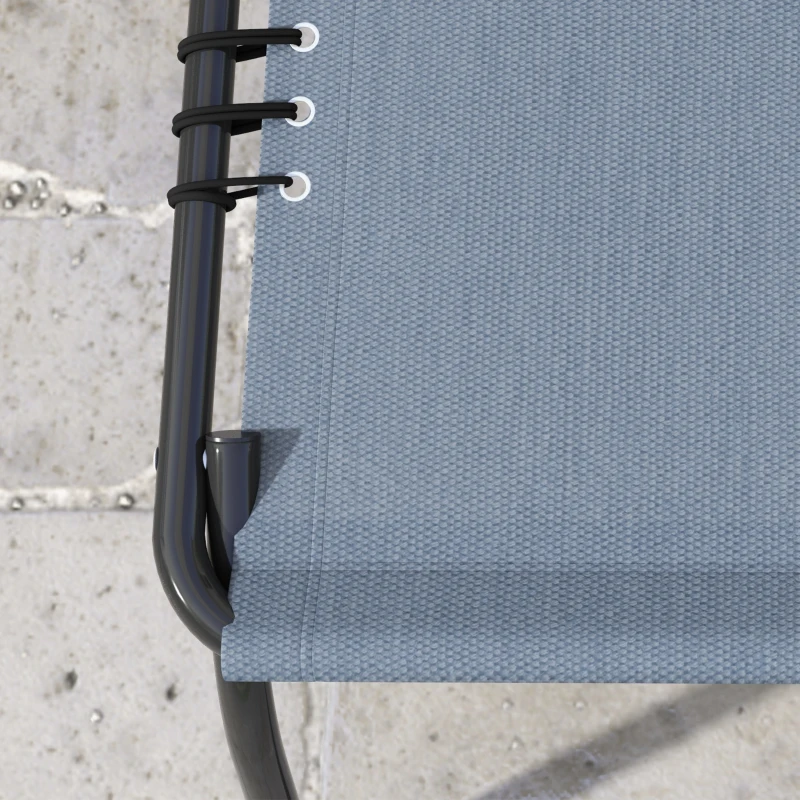 Outsunny Bain de Soleil transat Pliable Dossier inclinable Multi-Positions Acier thermoplastique Lacets élastiques Noir textilène Gris