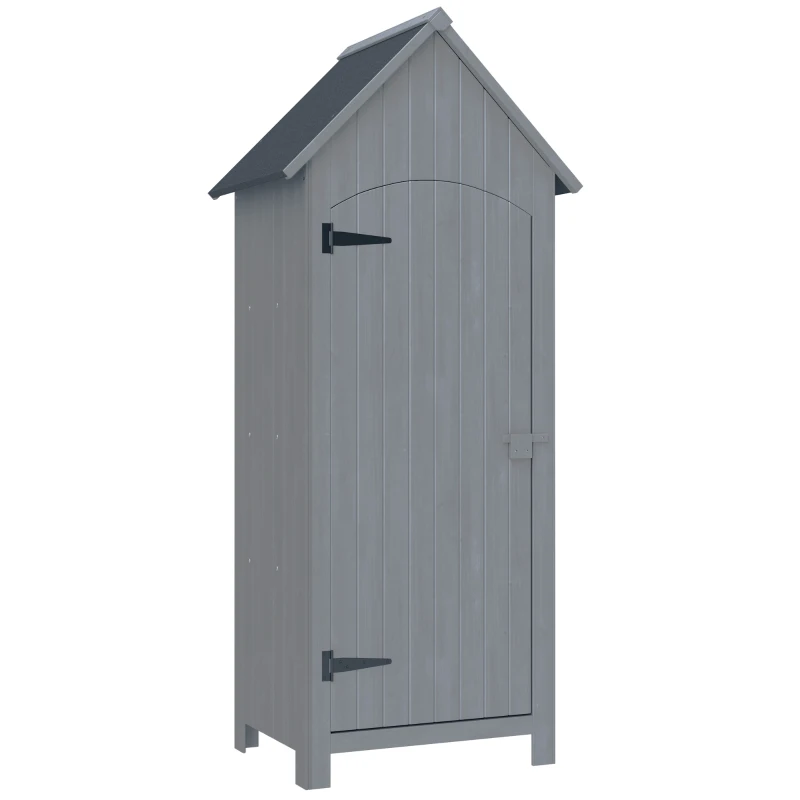 Outsunny Armoire de jardin en bois Abri de jardin Armoire à outils Cabane en bois Toit bitumé Gris 77,5 x 54,2 x 179,5 cm