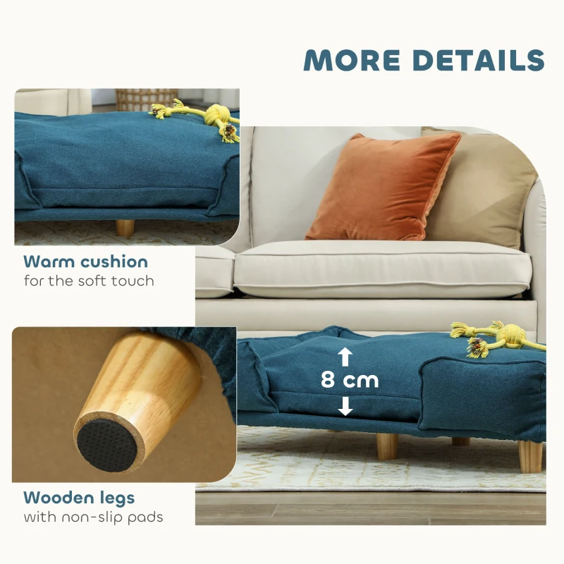 PawHut Canapea pentru Câini până la 30 kg cu Pernă Detașabilă, 96x66x24 cm, Albastru