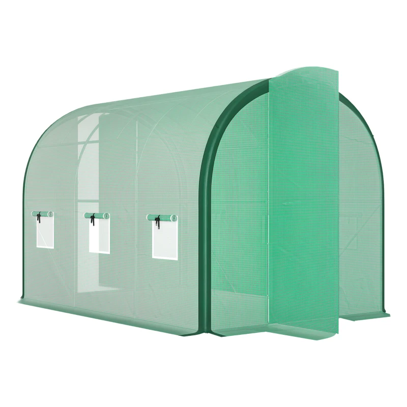 Outsunny 3 x 2 (m) Polytunnel Greenhouse, with Windows and Doors - Green