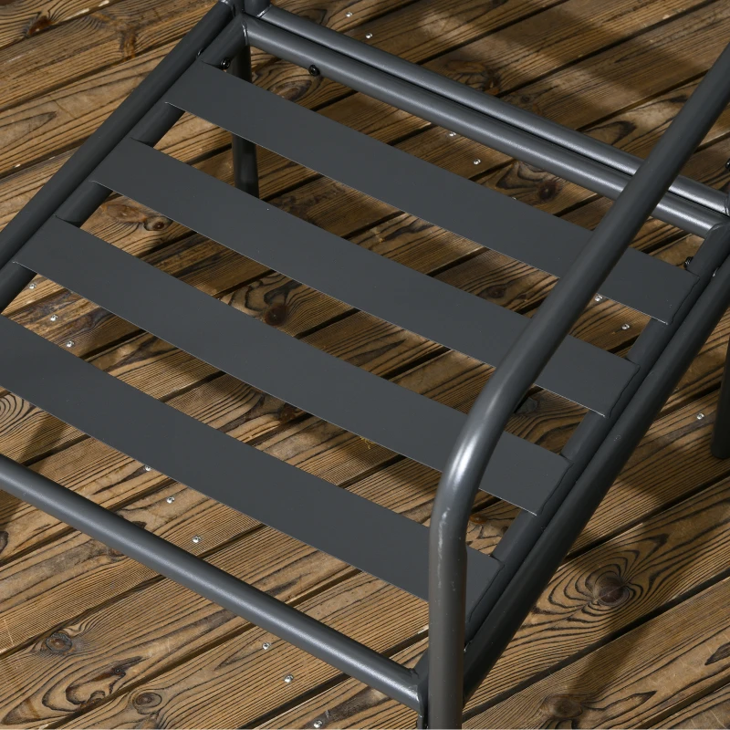 Outsunny Set da Giardino 5 Pezzi in Acciaio con 4 Sedie 58x58x66 cm e Tavolo 80x80x71 cm con Foro Centrale, Grigio