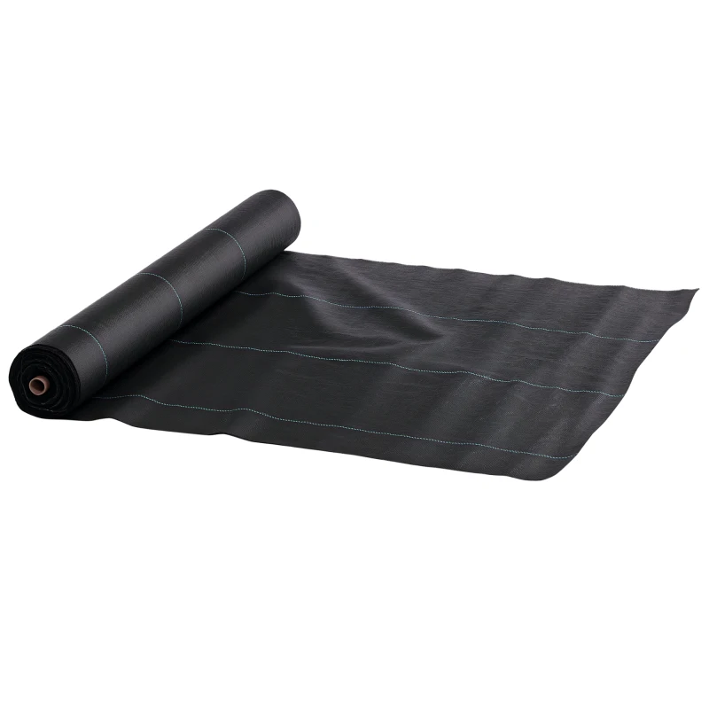 Outsunny Folie pentru Mulcire 60g/m², Respirabilă și Anti-UV din Polipropilena, 100x2 m, Negru