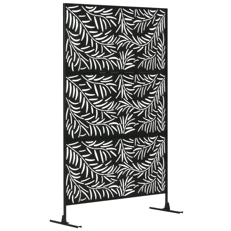 Outsunny Paravan Exterior cu 2 Picioare din Oțel, pentru Exterior și Grădină, 122x45x198 cm, Negru