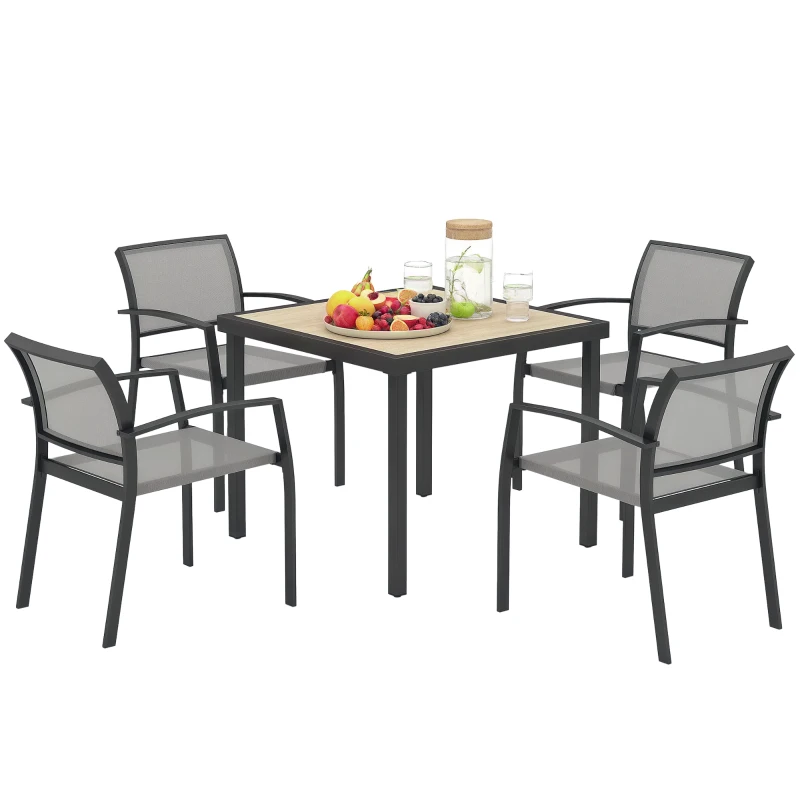 Outsunny Five-Piece Outdoor Garden Dining Set - Grey