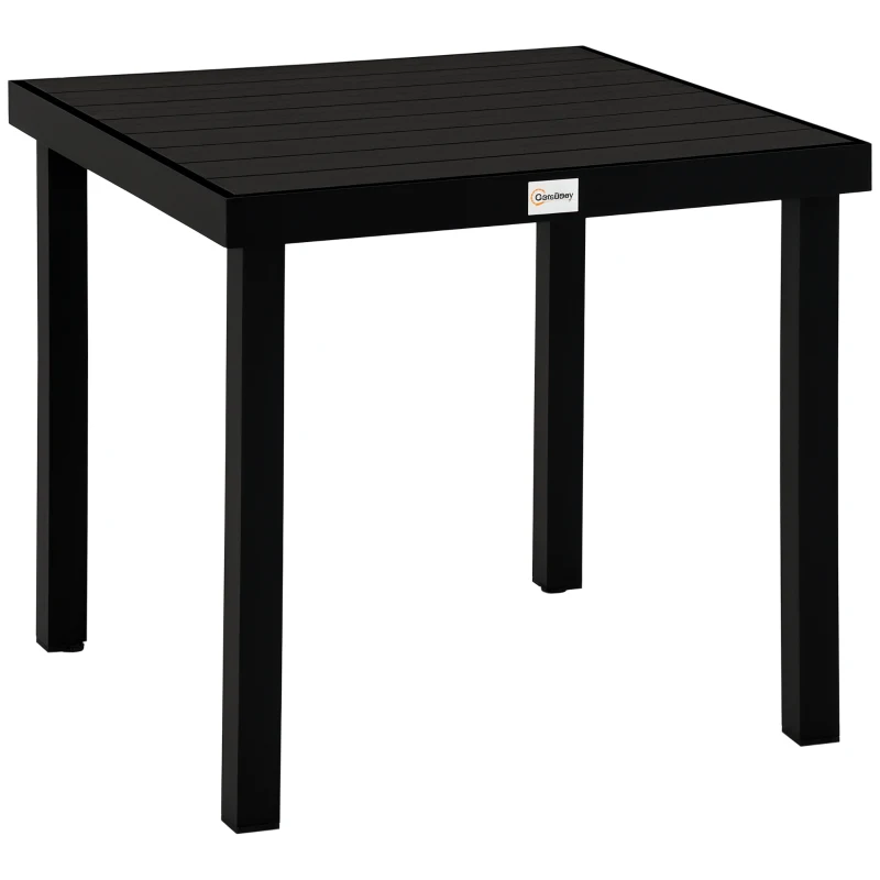 Outsunny Table à manger de jardin pour 4 personnes, en aluminium, 78 x 78 x 74 cm, noir