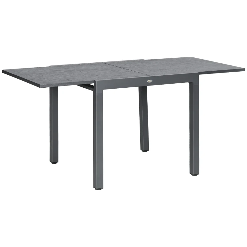 Outsunny Table de jardin rectangulaire extensible jusqu'à 6 personnes en aluminium dim. 80/160L x 80l x 75H cm gris
