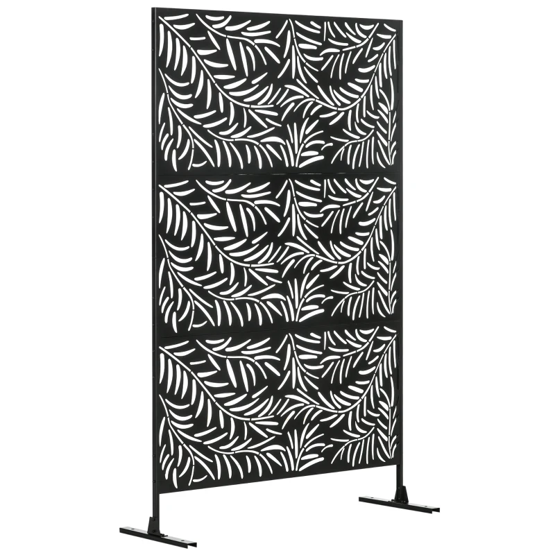 Outsunny Paravan Exterior cu 2 Picioare din Oțel, pentru Exterior și Grădină, 122x45x198 cm, Negru