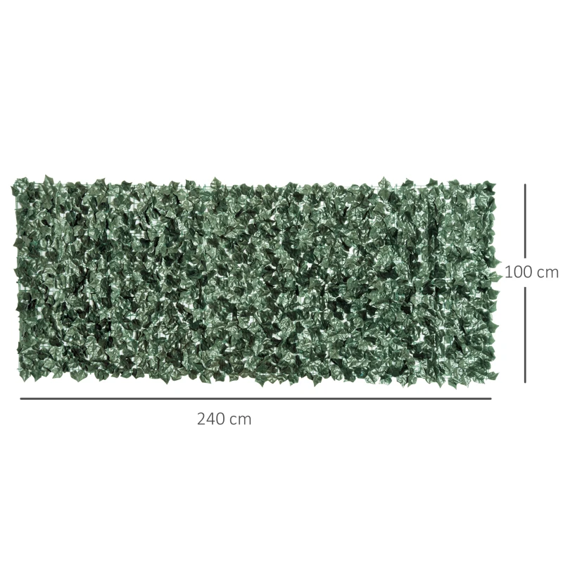 Outsunny Seto Artificial Ocultación Jardín en Rollo 2,4x1 m Valla de Privacidad de Hiedra Artificial para Balcón Exterior