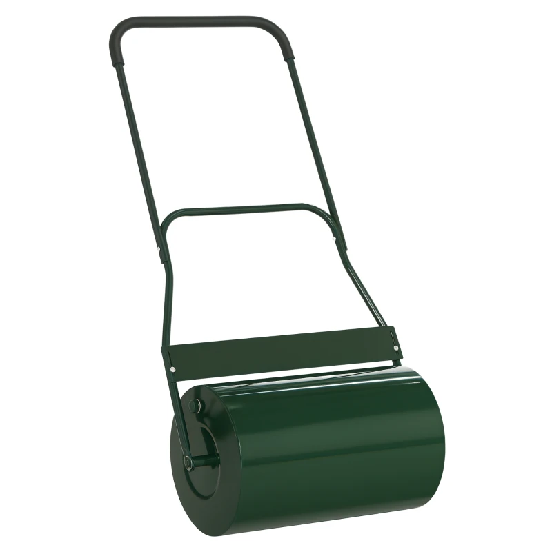 Outsunny 40L Garden Lawn Roller, Water Sand Filled Outdoor Grass Roller, Φ32cm Heavy Duty Metal Lawn Push Rolling Tool for Grass Seeding, Soil Levelling, Green