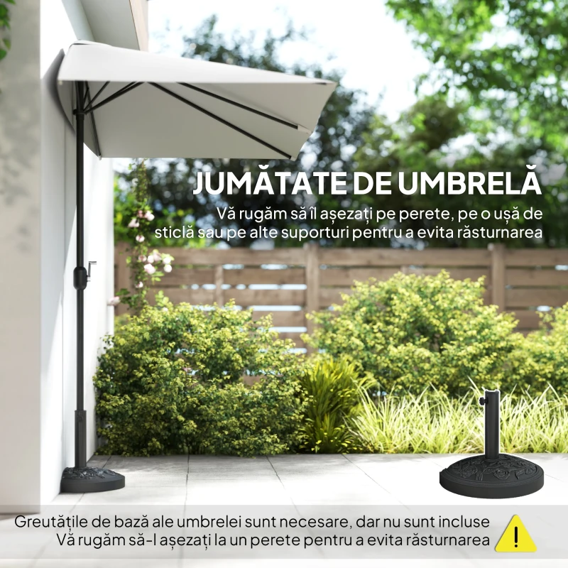Outsunny Umbrar de Perete Semicircular cu Deschidere cu Manivela
