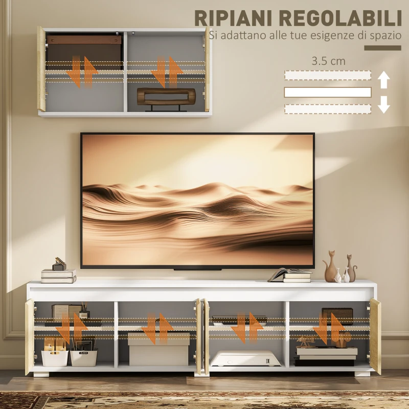 HOMCOM Set 2 Pezzi in Truciolato, Mobile TV max 70" 160x39x43 cm e Mobile Multiuso a Parete 80x35x40 cm