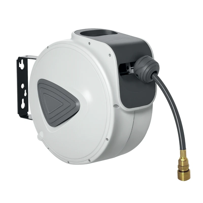 DURHAND Retractable Air Hose Reel 10m+ 90cm Hose Diameter 3/ 8" 9.5mm, Hose Connector 1/ 4" BSP, Wall Mount Auto Rewind Hose- Reel