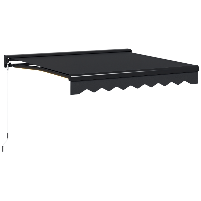 Outsunny 3 x 2.5m Electric Awning with LED Light, Aluminium Frame Retractable Awning Sun Canopies for Patio Door Window