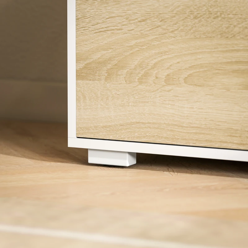 HOMCOM Set de 2 Piese pentru Televizor cu Dulap de Perete, Unitate de Divertisment Independenta pentru Televizoare de 70 de inci, cu Rafturi Reglabile si Gauri pentru Cabluri, Natur