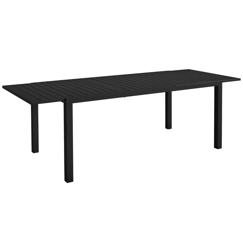 Outsunny Table de jardin extensible en aluminium rectangulaire 6 - 8 personnes, dim. 180/240L x 94l x 73H cm, noir