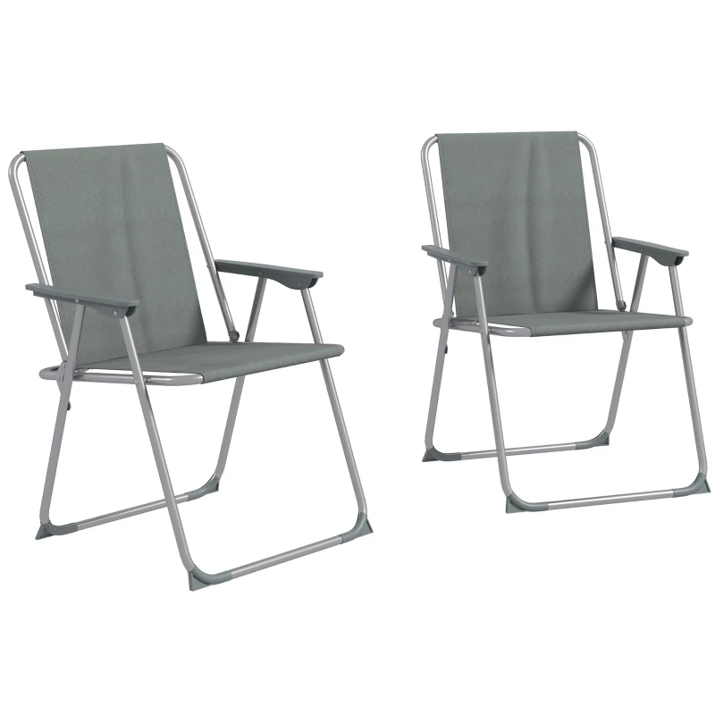Outsunny Set de 2 scaune pliabile pentru terasa, camping, Gri